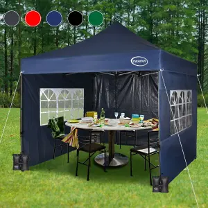 MCC Direct Maximus 3x3 Heavy Duty Pop up Blue Gazebo With Sides