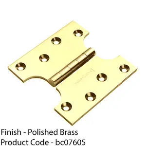 PAIR 102 x 102 x 4mm Parliament Hinge - Polished Brass Internal Door