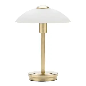 Litecraft Alasbaster Touch Satin Brass Table Lamp