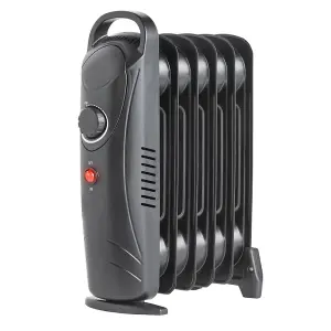 Right Radiators Oil Filled Radiator 6 Fin 800W Mini Portable Electric Heater Thermostat Black