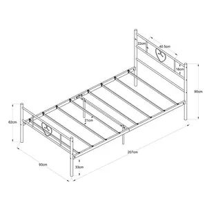 Aaru Bed Frame Black / European Single (90 x 200cm)