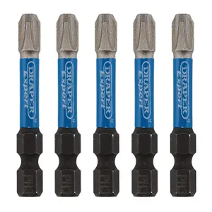 Draper Expert Cross Slot/PH Type Impact Screwdriver Bits, No.3 x 50mm, 1/4" Hex (Pack of 5) 05645