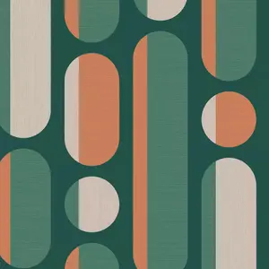 Envy Morse Bottle Tange Green Rust & Green Geometric Wallpaper