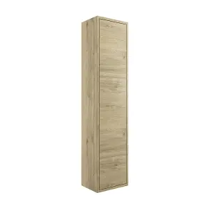 Grasmere Tall Havana Oak effect Single Wall-mounted Bathroom Cabinet (H)129.5cm (W)30cm