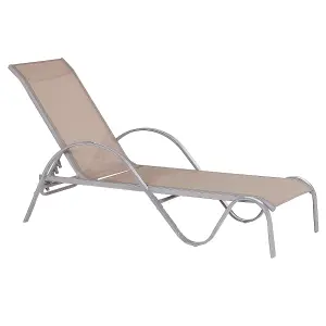 Sun Lounger Metal Light Brown PROCIDA