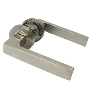 Cafri Line Door Handle Modern Satin Nickel Lever on Rose Internal Doors Handles + 64mm Latch