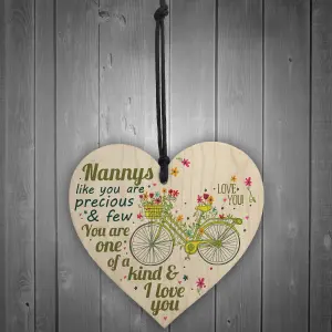 Red Ocean Nannys Like You Are Precious Wooden Heart Plaque I Love You Gran Granny Nan Birthday Gift Thannk You Sign