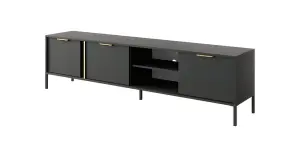 Lars TV Cabinet - Sleek Media Unit with Gold Accents, H540mm W2030mm D400mm