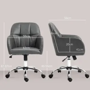 HOMCOM Computer Desk Chair with PU Leather, Swivel Wheels, Grey