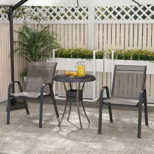 Costway Set of 2 Patio Chairs Stackable Metal Breathable Fabric Dining Chair