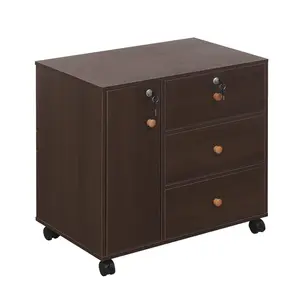 Ladessa 60cm Wide 3 -Drawer Mobile File Cabinet Dark Oak