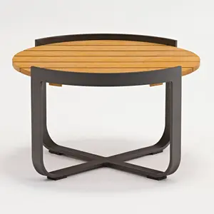 Bloom Coffee Table with Teak Top in Charcoal