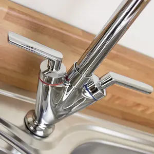 Nes Home Fusion Swivel Kitchen Sink Mono Mixer Tap Brushed Nickel