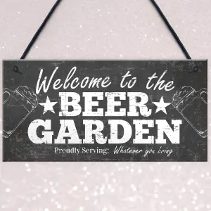 Red Ocean Welcome Sign Garden Signs Hanging Wall Pub Garden Plaques Friendship Gifts