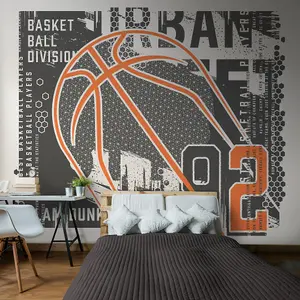 Origin Murals Modern Basketball Black Paste the Wall Mural 350cm wide x 280m high