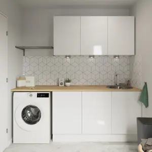 GoodHome Stevia Gloss white Gloss white slab Standard Appliance Filler panel (H)115mm (W)597mm