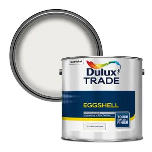 Dulux Trade Diamond Pure brilliant white Eggshell Metal & wood paint, 2.5L