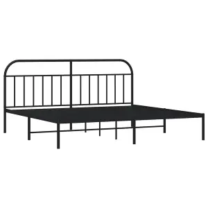 Berkfield Metal Bed Frame with Headboard Black 200x200 cm