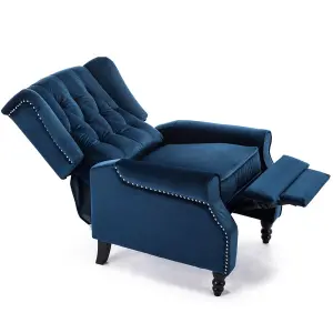 Althorpe Wing Back Fireside Recliner Velvet Occasional Armchair Sofa Chair (Midnight Blue, Velvet)