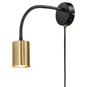 Nordlux Explore Flex Indoor Bedroom Living Dining Office Wall Light with Adjustable Lamp Head in Brass