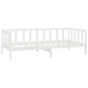 vidaXL Day Bed White Solid Pinewood 90x200 cm