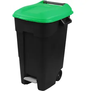 120 Litre Wheelie Bin with Foot Pedal - Green Lid