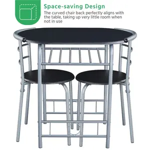 2 - Person Dining Set Black/Silver / 76" H x 49" W x 43" D