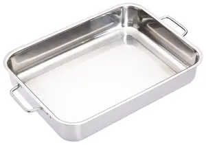 MasterClass Stainless Steel Heavy Duty 37cm x 27cm Roasting Pan