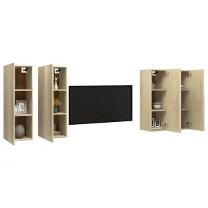 Berkfield TV Cabinets 4 pcs Sonoma Oak 30.5x30x90 cm Engineered Wood