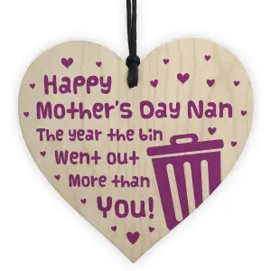 Red Ocean Mothers Day Wood Heart Gift For Nan Novelty Mother's Day Gift For Her Nanny Nan