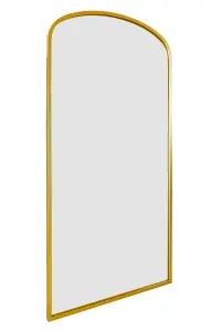 MirrorOutlet Angustus Gold Metal Framed Arched Full Length Wall Leaner Mirror 67"x33" (170x85CM)