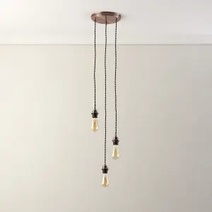 Antique copper effect 3 light E27 Cable light set (L)1500mm