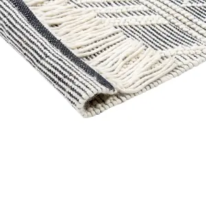 Wool Area Rug 160 x 230 cm White and Black PAZAR