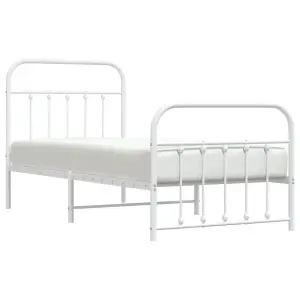 Berkfield Metal Bed Frame with Headboard and Footboard White 90x190 cm