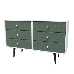 Toledo 6 Drawer Chest in Labrador Green & White (Ready Assembled)