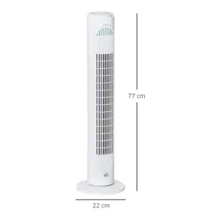 HOMCOM 30 Inch LED Tower Fan 70 degree Oscillation 3 Speed 3 Mode White