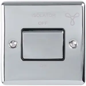 6A Extractor Fan Isolator Switch CHROME & Black Trim 3 Pole Shower