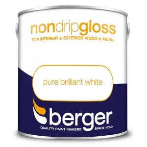 Berger Non Drip Gloss Paint Pure Brilliant White - 2.5L