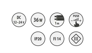 Dimmable push button switch, 12V, max. 36W, fi14 plastic, W01 - black