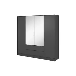  Sleek Graphite Kelly Wardrobe: 206cm of Contemporary Mirrored Storage for Stylish Homes