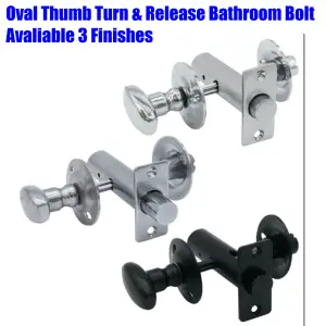 EAI - Bathroom Oval Thumb Turn & Release c/w Mortice Rack Bolt  - Polished Chrome