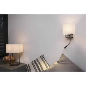 Luminosa Vesper 1 Light Indoor Wall Light Reading Lamp Brown with Shade, E14