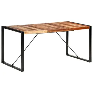 Cheyenne Dining Table Solid Wood Light Brown / Black / H75 x L160 x W80cm