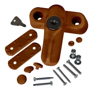 Premium Key Locking Sash Jammer Window Lock (6 Pack) - Caramel