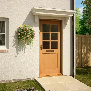 Clear Glazed Wooden White oak veneer External Back door, (H)2032mm (W)813mm