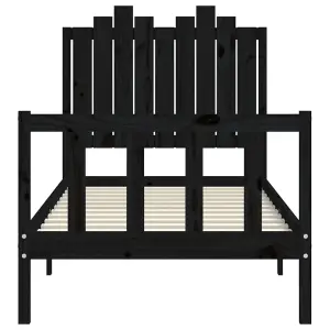 Berkfield Bed Frame with Headboard Black 90x200 cm Solid Wood