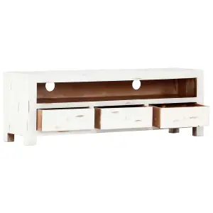 Berkfield TV Cabinet White 120x30x40 cm Solid Acacia Wood