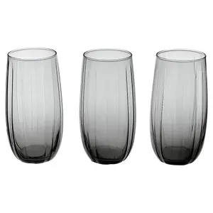 Queensway Home & Dining 500ml 6 Pcs Linka Dark Grey Coloured Glassware Cup Tall Short Cocktail Tumblers Sets