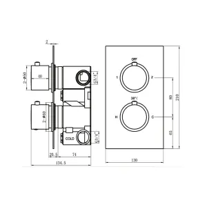 Aquadry Oria ½ turn 2 outlet Chrome effect Concealed Diverter Shower mixer