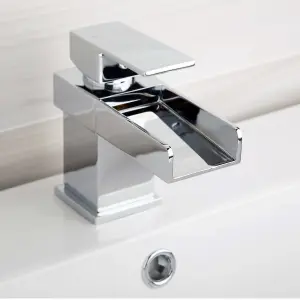 Casio Polished Chrome Deck-mounted Waterfall Basin Mono Mixer Tap